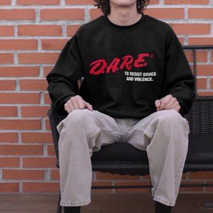 DARE Sweatshirt Vintage Style D.A.R.E. Crewneck Black Spellout 90s